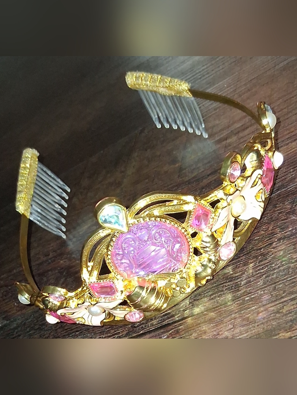 Disney Gold-Tone Pink Gem Decorative Hair Tiara